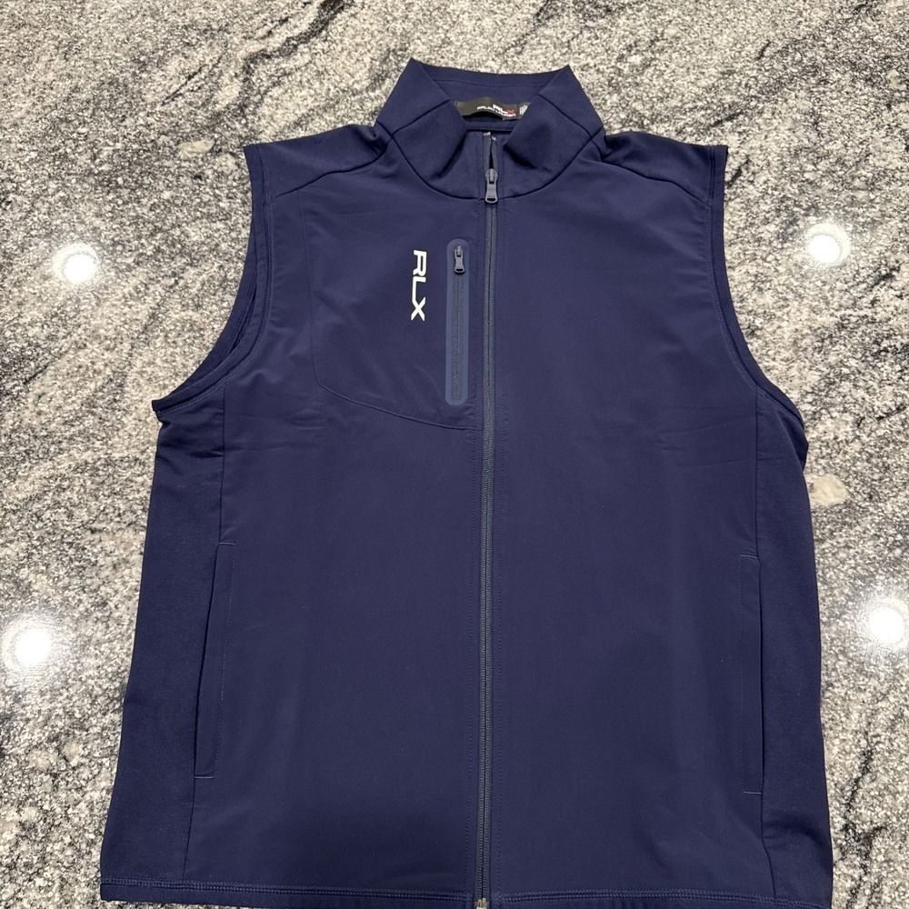 RLX Ralph Lauren Golf Vest Mens Size Medium Navy Blue Softshell Lightweight #G62